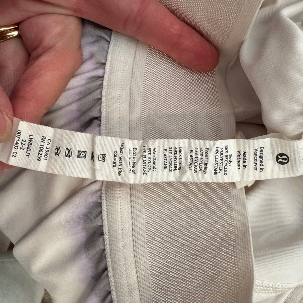 Lululemon Court Rival High-Rise Skirt Size 0 Tie Dye White Grey LW8ADJT - Picture 4 of 6